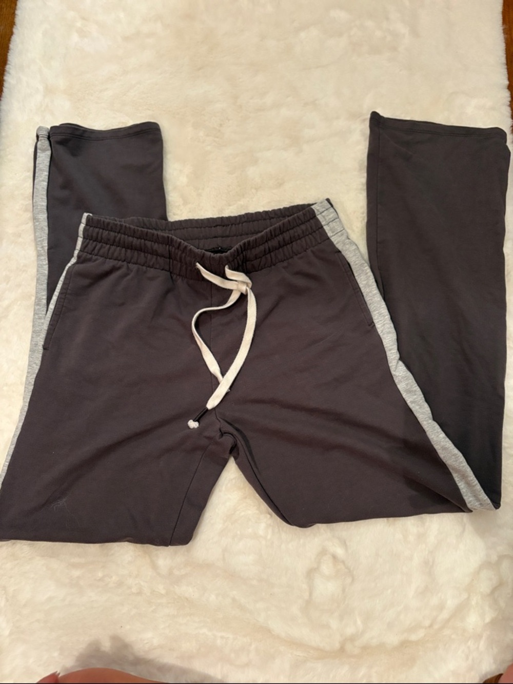 aerie Charcoal Gray Track Joggers with Light Gray Trim